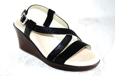 SAS WEDGE SANDAL DELIGHT BLACK/WEB COMFORT MADE IN USA WOMEN'S