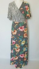 Girl On Film Women Multicolored Maxi Long Wrap Floral Flowy Dress UK 12