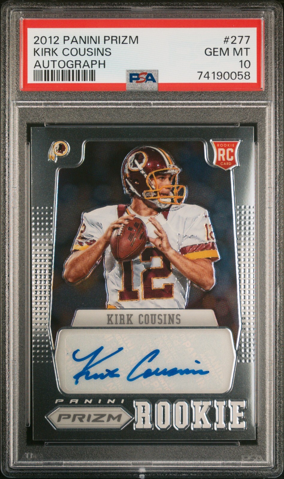 Kirk Cousins Panini Prizm #277 Autograph
