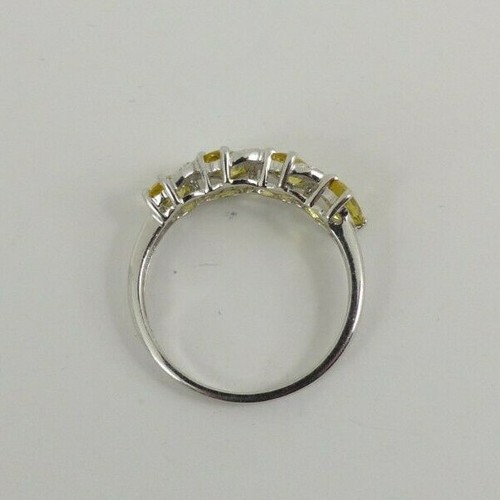 9ct Gold Diamond Sapphire Ring Lemon Band White Eternity NEW Hallmarked Size P - Picture 5 of 6
