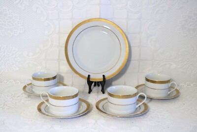 NORTH CREST HOME HOLIDAY COLLECTION Gold Encrusted Scrolls Cups Saucers Dinner