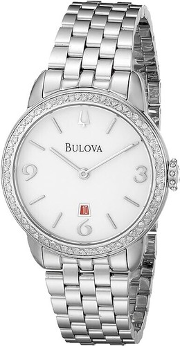 Vintage Bulova Diamond Silver Dial Two Tone Heart Band WR 