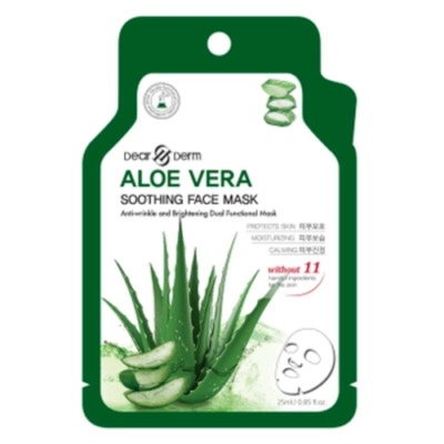DearDerm Korean Aloe Vera Soothing Healing Sheet Face Mask - Set of 10