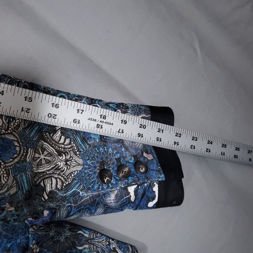 Helmut Lang Blazer Jacket Womens Size 4 Blue Mandala Floral Shimmering 1 Button - Picture 15 of 16