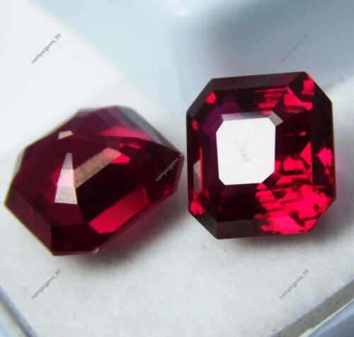Coppia di pietre preziose sciolte 18 ct AA + qualità rubino rosso taglio quadrato naturale CERTIFICATA - Foto 3 di 6