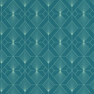 RASCH UK Papier Peint Géométrique Art Déco Moderne Teal / Argent - RASCH 620924