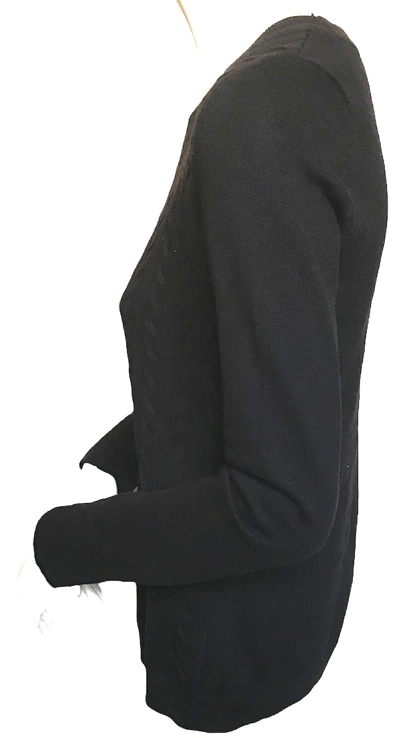 TALBOTS Small Pullover Sweater Black Cable Stitch… - image 3