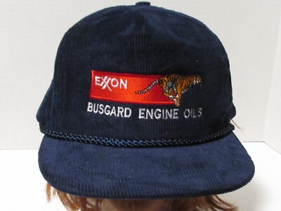 Older Exxon Busgard Engine Oil Blue Corduroy Clothback Hat | eBay