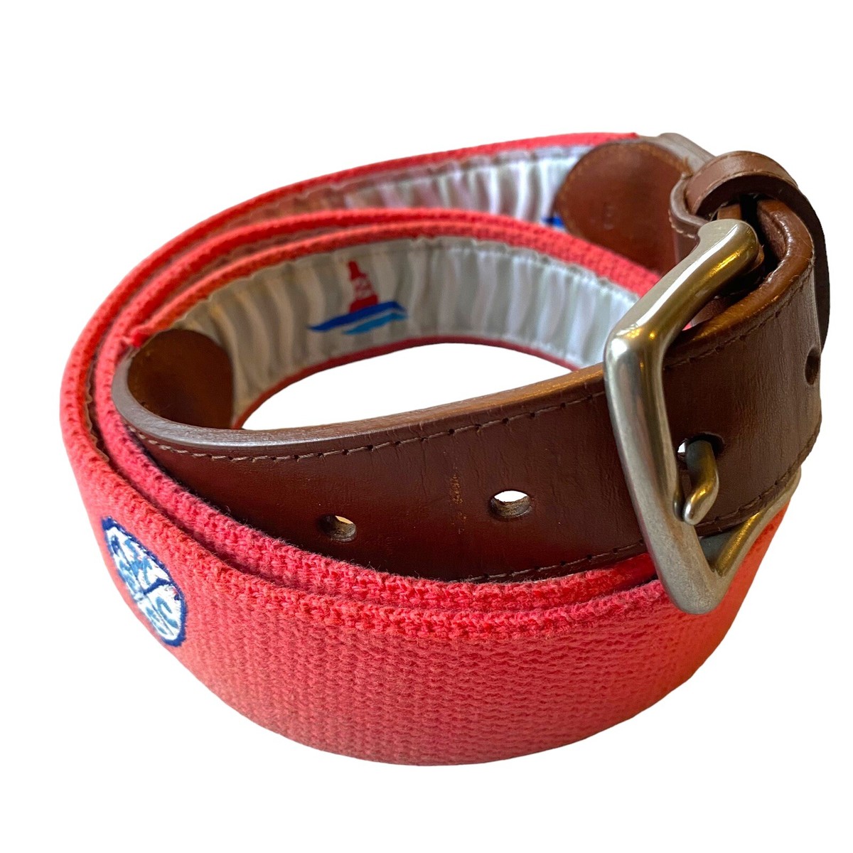 Reel Point Shelter Island Ladies Small Woven Cotton Belt with Bumble Bees REEL POINT SHELTER ISLAND Needlepoint Canvas Belt Pink GOLF  main image 2