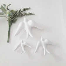 Glazed White Swallows Wall Hanging Decor
