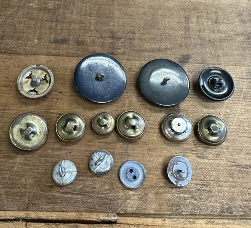 Lot 14 Antique Buttons Metal Filigree Celluloid Mirror Back Victorian - Picture 2 of 2