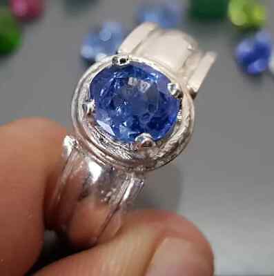 Heated Blue Sapphire Gemstone with 925 Sterling Silver Ring for Men's #4207  | eBay