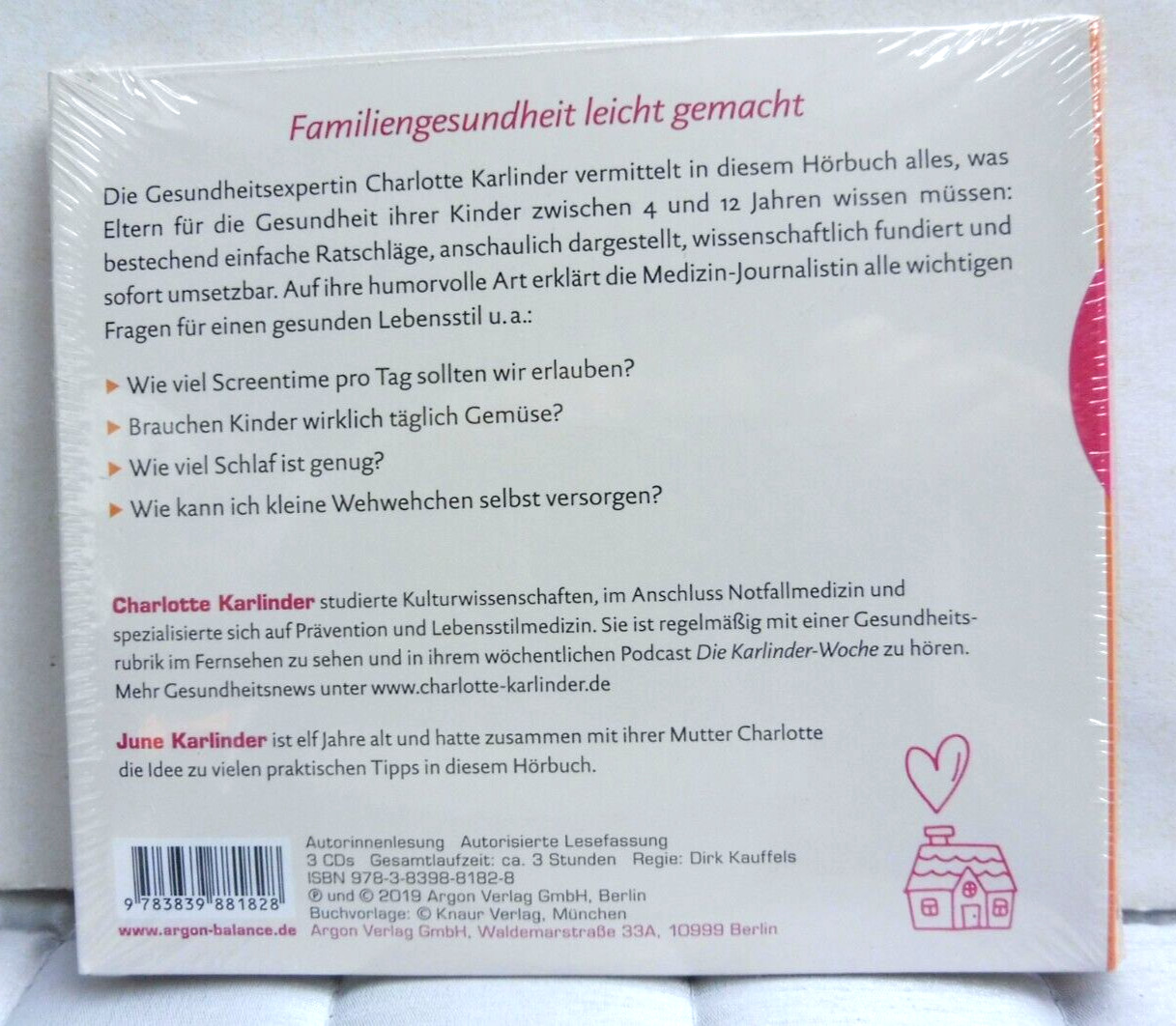 Thumbnail - Hörbuch "gesundheit? Ein Kinderspiel" Charlotte Karlinder, 3 Cds, Noch