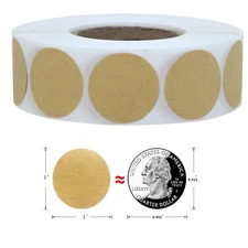 1000PCS Kraft Circle Stickers 1" Round Blank Garage Sale Price Sticker Tag Label