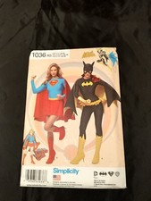 1036 Simplicity Sz 14-22 DC Comics Batgirl  Supergirl Costumes Pattern UNCUT FF