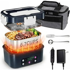 Portable 1.6L Electric Lunch Box with 15600mAh Battery, Timer-Preset Heating for
