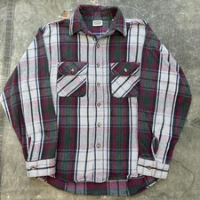 Vintage 80s 90s Five Brother Burgundy Green Plaid Flannel