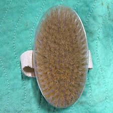 Small Wooden Handheld Shower Brush, Natural Fiber Bristles, Exfoliating Strap