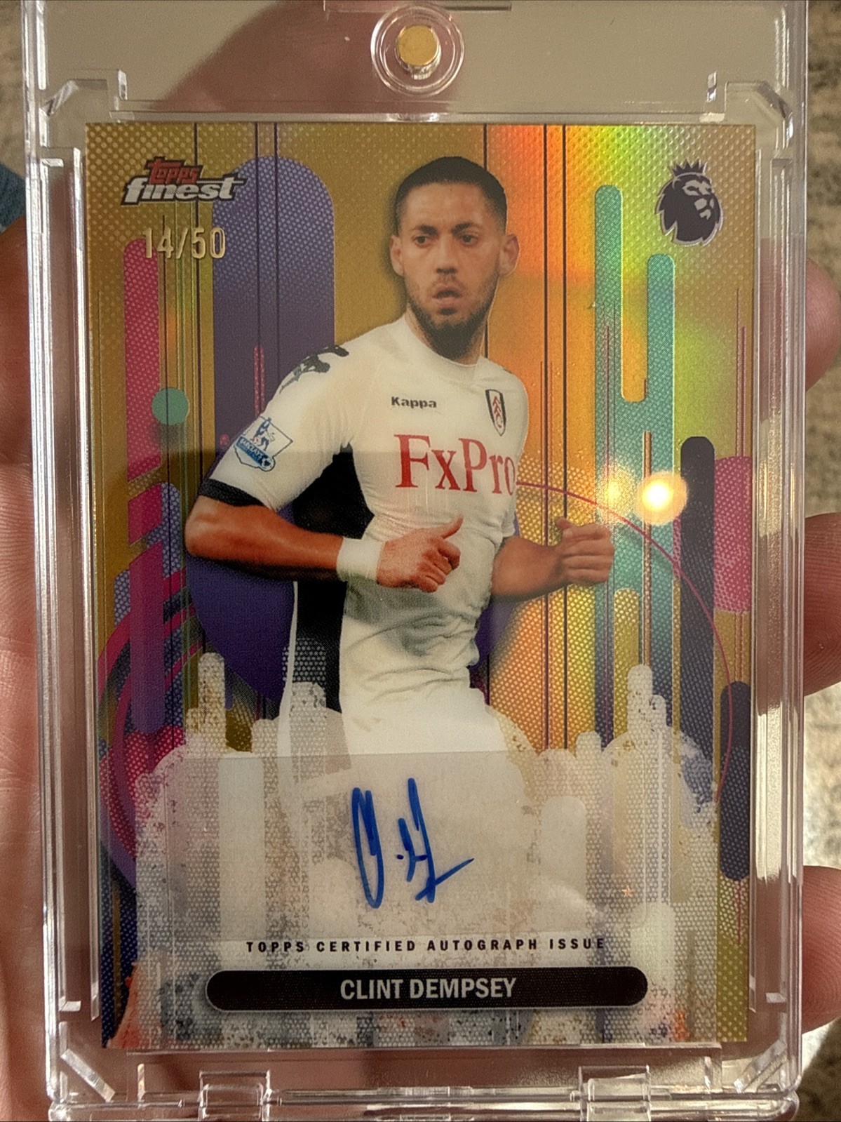 2026 TOPPS FINEST PREMIER LEAGUE Clint Dempsey Gold Refractor Auto /50
