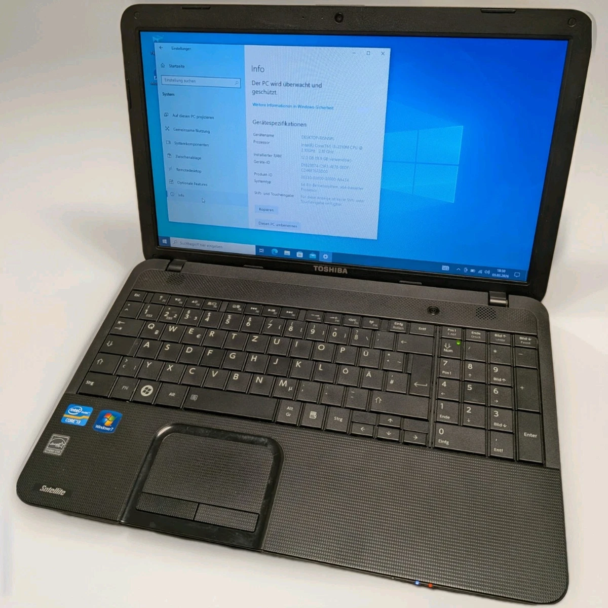 Toshiba Satellite C850-1C8 (Intel B960, 500 Go, 4 Go RAM) - PC Portable D'occasion Pour Pièces Ou Révision