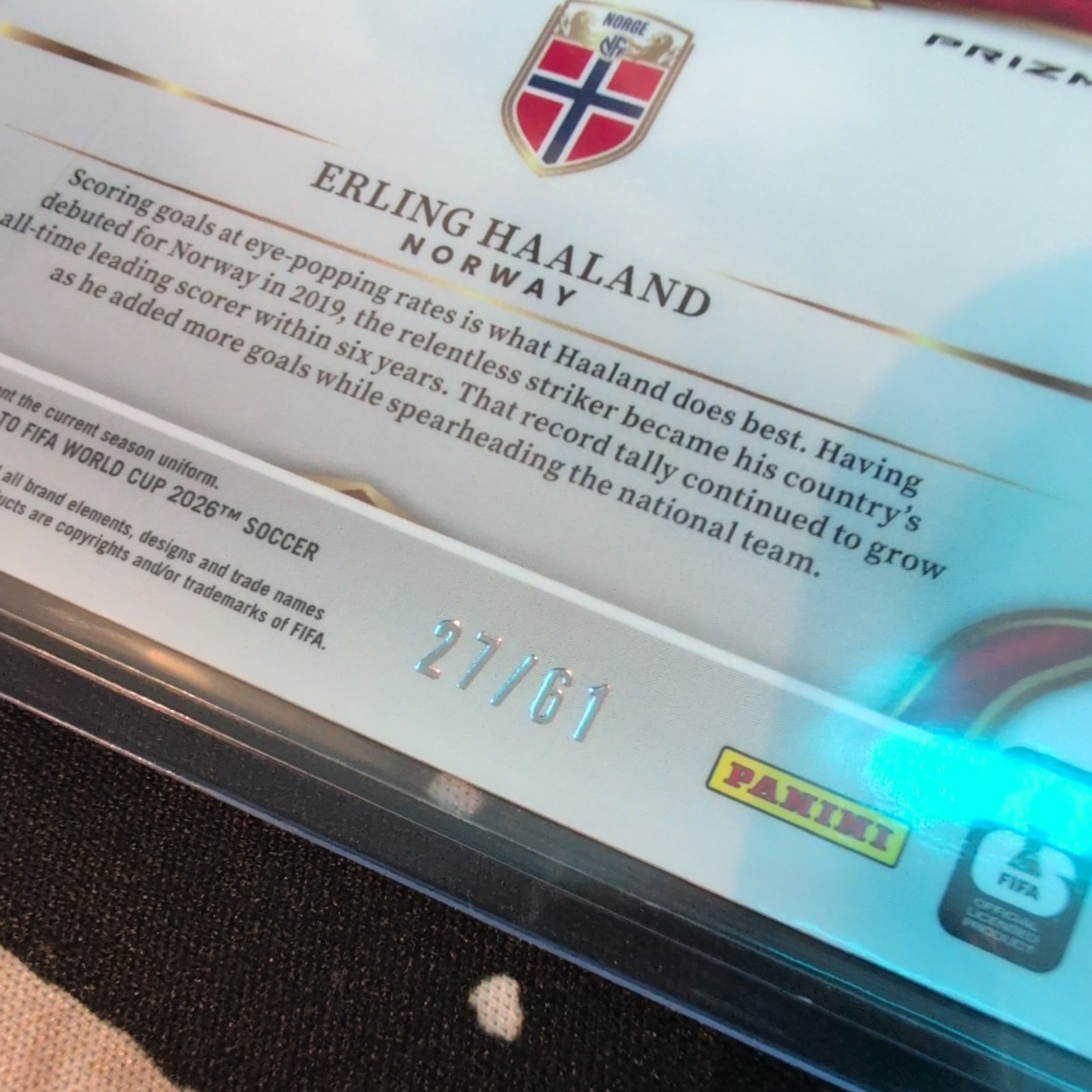 2026 Panini Select World Cup Erling Haaland Panini Logo Prizm /61 #218 view 2
