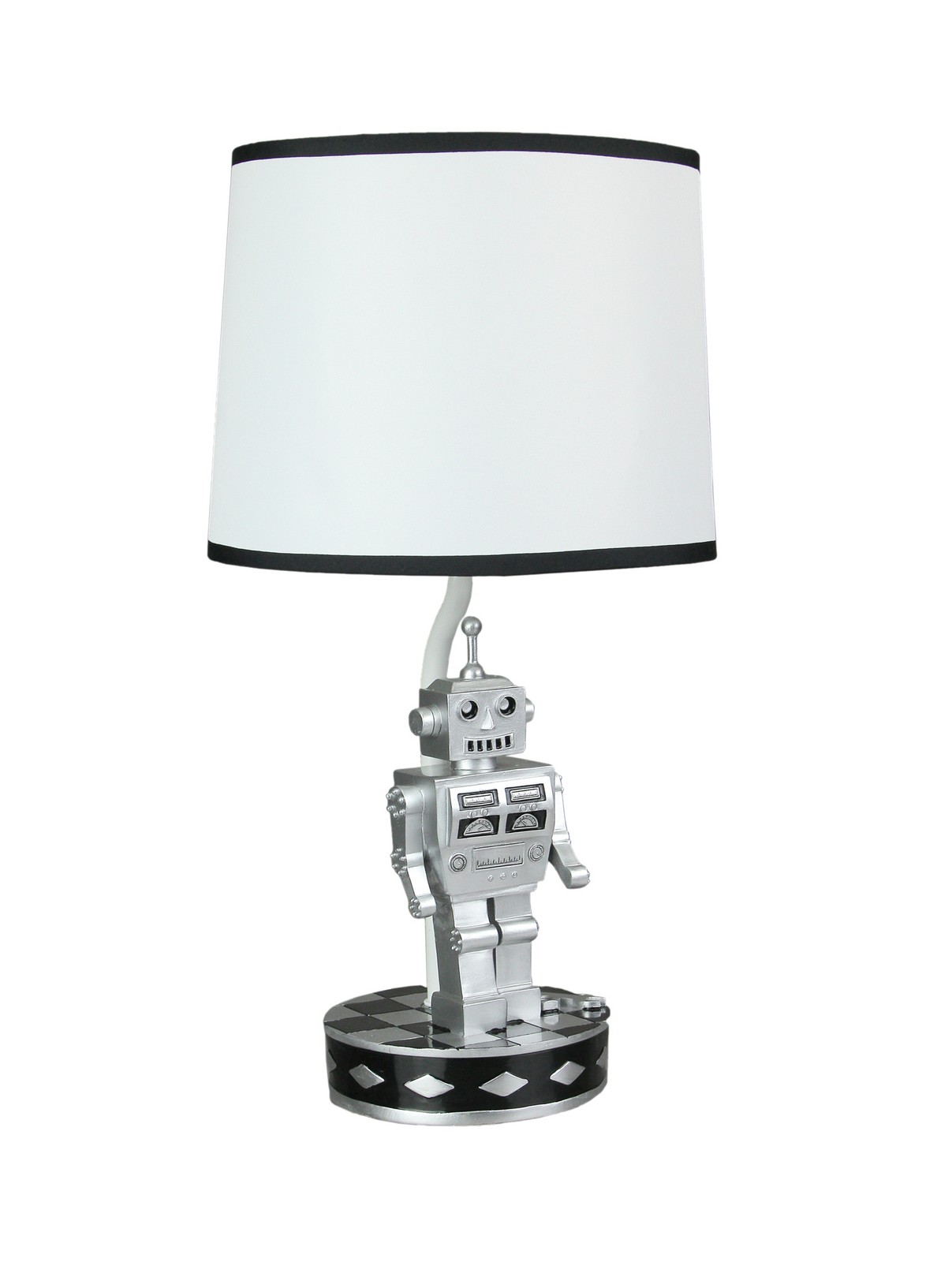 Retro 1960's Style Square Head Robot Sci-Fi Design Table Lamp With Shade