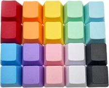 OEM Profile Blank Keycaps PBT Rainbow Mixed Colors 1U R4 20pcs, colors