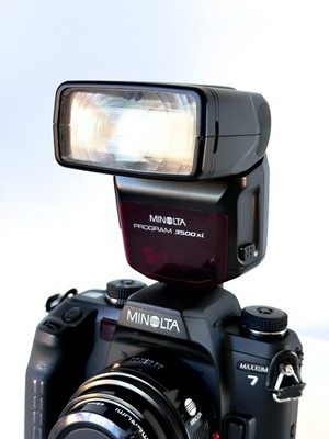 Minolta Program 3500xi Flash + Case Fully Tested Working Maxxum 35mm SLR