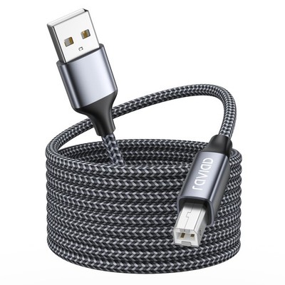 RAVIAD USB Druckerkabel 5m extra lang USB2.0 Typ A Stecker auf B 5m, grau 