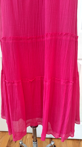 Trina Turk Sunshine Silk Blend Sleeveless Lined Dress Hot Pink Tiered Size: 8 - Picture 4 of 11