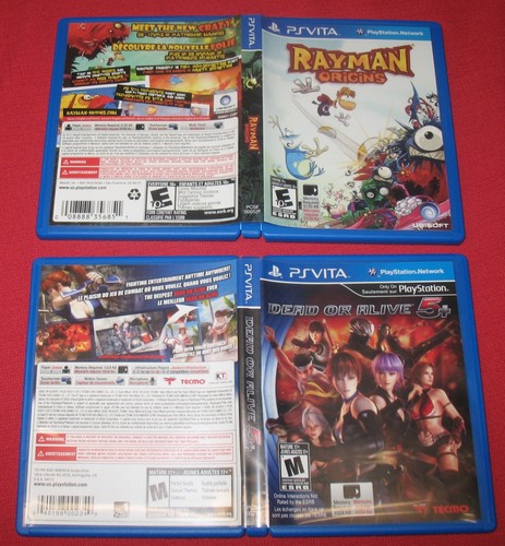 Playstation PS Vita Rayman Origins + Dead Or Alive 5 + Plus / Empty Cases Only