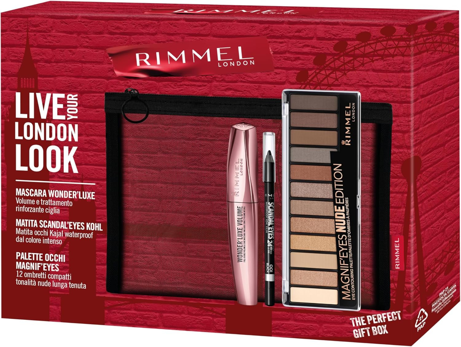 Cofanetto Regalo Rimmel London Look: Mascara Wonder'Luxe + Pochette