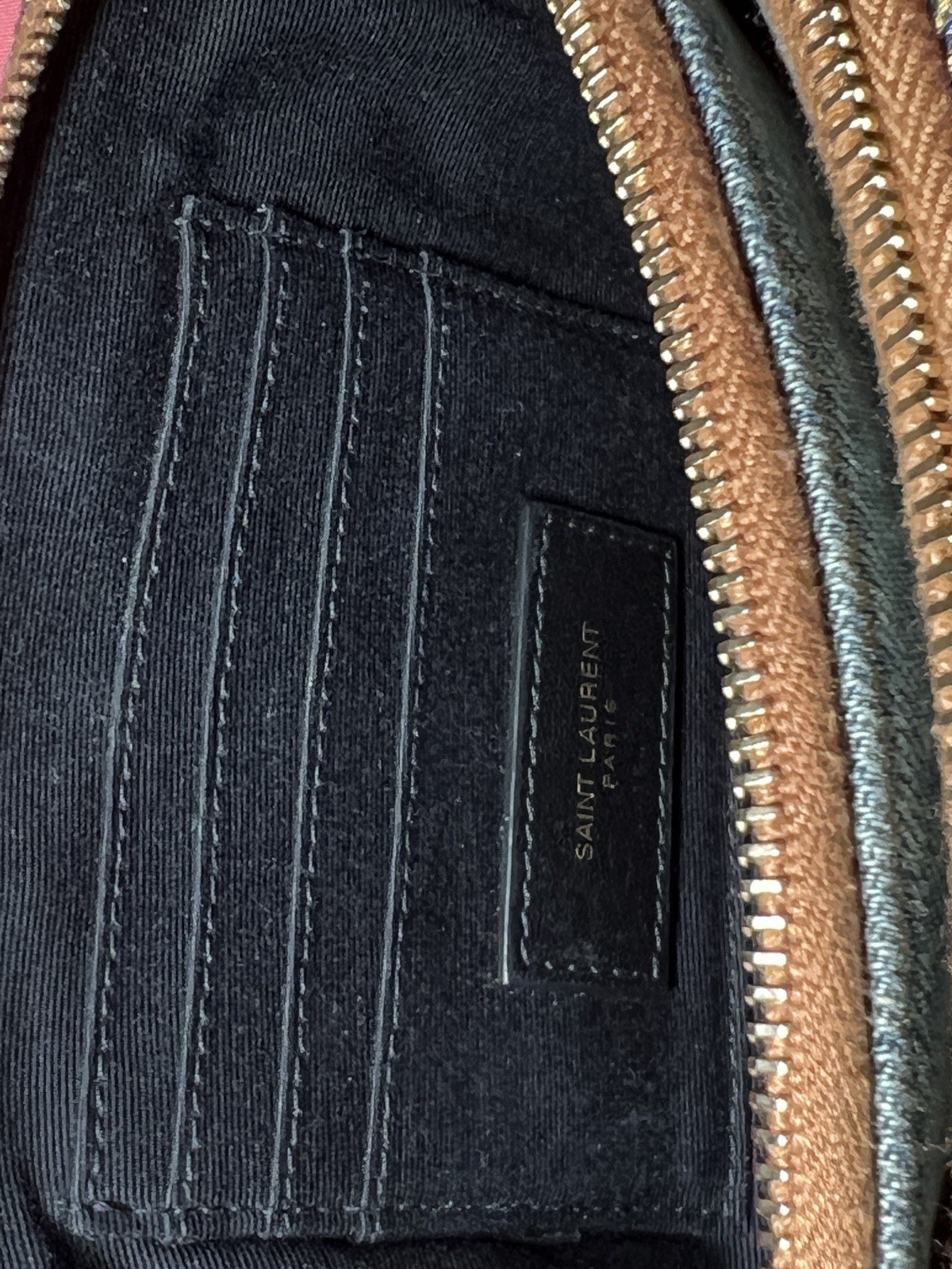 SAINT LAURENT (LOT) YSL DENIM DBL ZIP BAG QUILTED/PUFFER/BECKY/CHAIN/CROSSBODY +