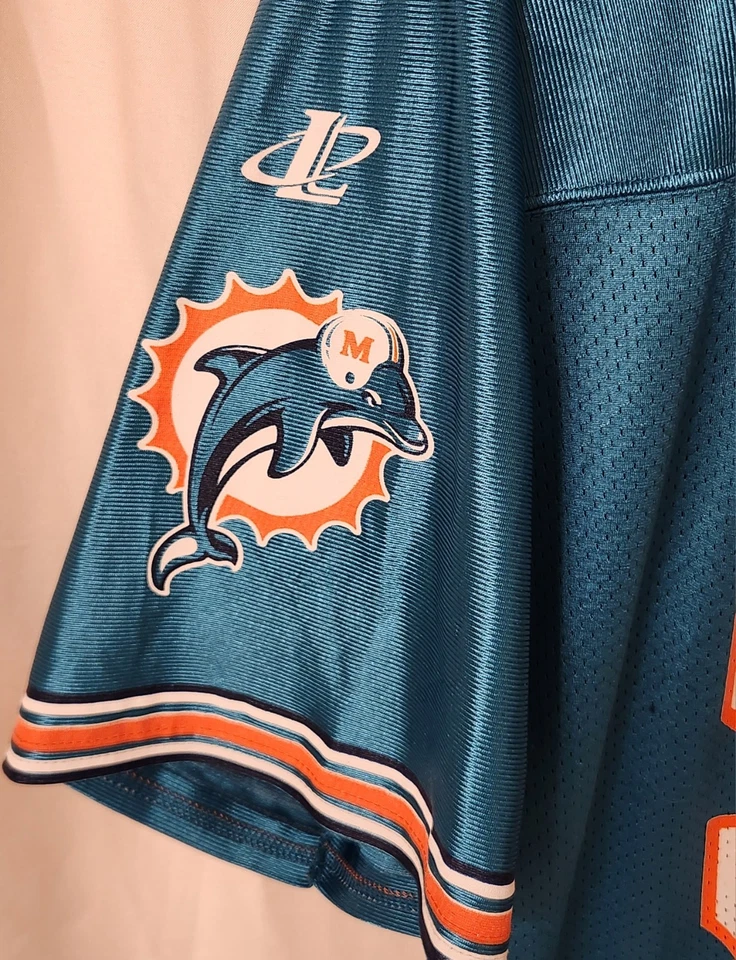 Camiseta deportiva Zach Thomas #54 de los Miami Dolphins para hombre con logotipo XL verde azulado y placa Foto 4 de 4