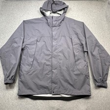 LL Bean Trail Model Rain Jacket Mens XXL Gray Hooded Zip Pockets Vented Coat