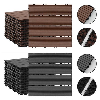WPC Terrassenfliesen 30x30CM 1㎡-10㎡ Kunststoff Garten Klickfliesen Stecksystem