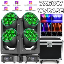 4x Zoom 7x50W LED Moving Head Stage Light RGBW DMX Beam Wash Lighting DJ Disco