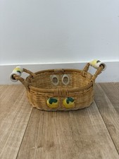 Decorative Wicker Basket with Ceramic Lemon Handles Italian Style 8&rdquo; Home Decor