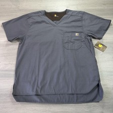 NEW Carhartt Scrub Shirt Mens Medium Pewter Gray Ripstop V-Neck Utility C15108