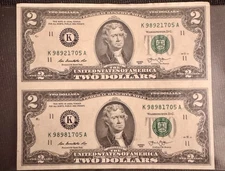 2 dollar bills united