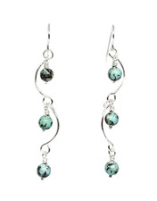 Handmade African Turquoise Gemstone Beaded Silver Dangle Boho Earrings