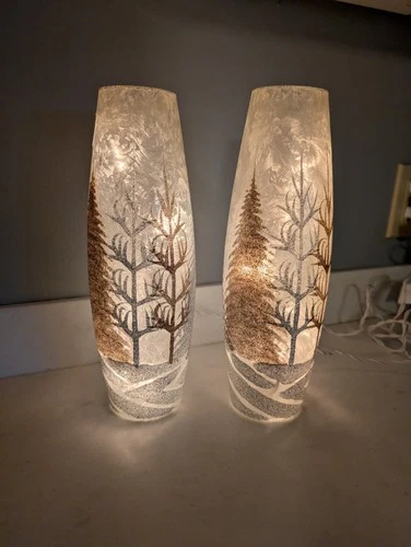 Pair Of Matching Christmas Lamps 12"