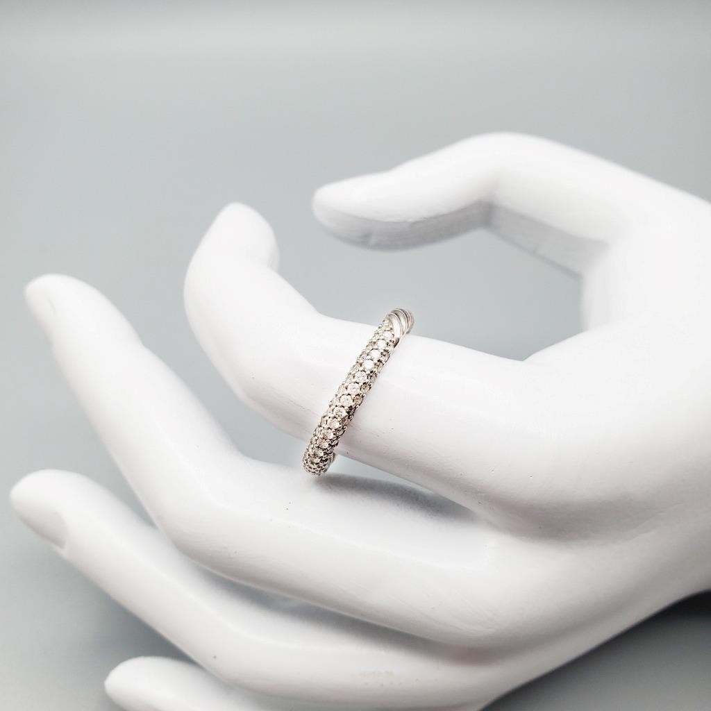 Petite Pavé Stack Ring Sterling Silver Diamond 3m… - image 3