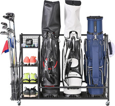 Golf Storage Garage Organizer, Golf Bag Storage Stand and Other Golfing Equipmen