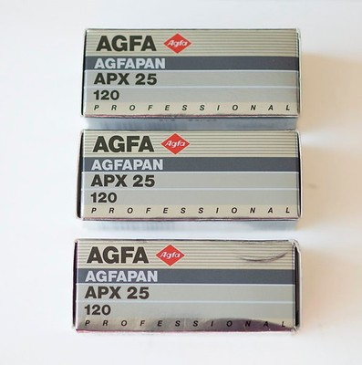 3 Rolls AGFA AGFAPAN APX 25 120 Black-and-white Film, Exp. 07/1993