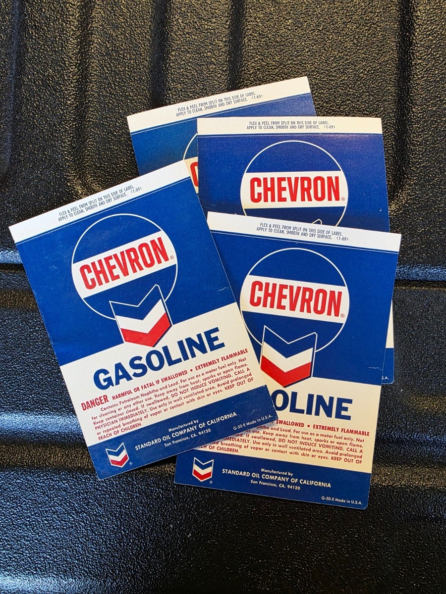 Vintage 60's Chevron Gas Station 6 3/4 x 4 3/4 Sticker Sign Vinyl
