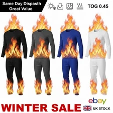 Mens Thermal Long Johns Top T Shirt Bottom Trouser Underwear Set Full Sleeve