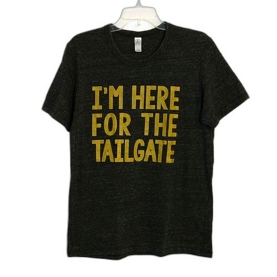''I'M HERE FOR THE TAILGATE'' Dark Gray & Gold Tee T-Shirt Men's L