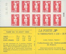 2720-C2a France 1993 Carnet 2f50 Marianne Briat VARIÉTÉ SANS PRÉDÉCOUPE (140€)