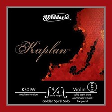 D'Addario K301W Kaplan - Muta di corde MI per violino 4/4, in budello rivestito